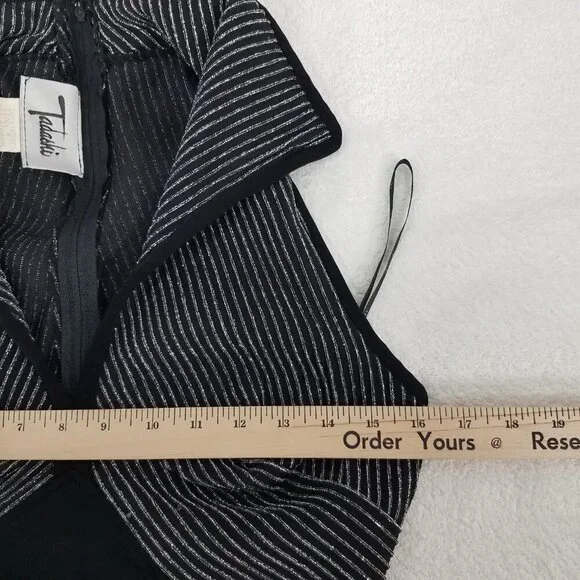 Tadashi Shoji Size M Long Maxi Evening Dress Front Slit Black / Silver Vintage - Picture 10 of 13